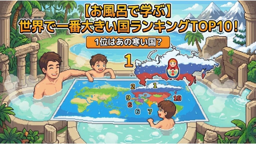 【お風呂で学ぶ】世界で一番大きい国ランキングTOP10！1位はあの寒い国？