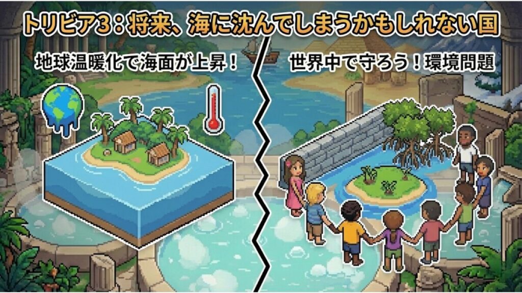 トリビア3: 将来、海に沈んでしまうかもしれない国